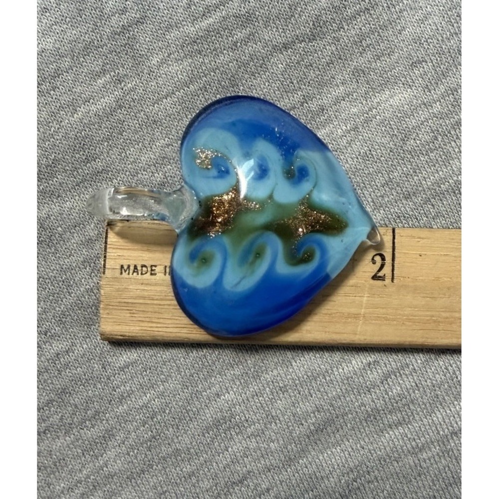 Art Glass PENDANTS (7) Handmade Artisan Flower Butterfly Millefiori Heart Shapes - Picture 11 of 16